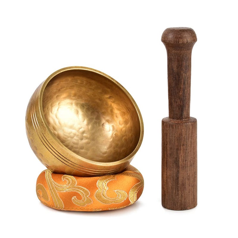 HOKPA طقم وعاء الغناء التبتي HOKPA، وعاء تأملي مصنوع يدويًا لغرفة اليوغا وغرفة المعيشة مع كيس حرير ذهبي - Image 1
